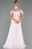 Robe de Soirée Longue Mousseline Poudre ABU6588