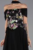 Robe de Soirée Longue Mousseline Noir ABU6588