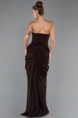 Robe de Soirée Longue Mousseline Brun ABU6589