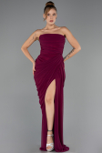 Robe de Soirée Longue Mousseline Prune ABU6589