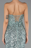 Robe de Soirée Longue Squameuse Menthe ABU6218