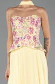Robe de Soirée Longue Mousseline Jaune ABU6391