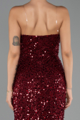 Robe de Soirée Longue Squameuse Rouge Bordeaux ABU6503