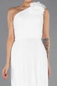 Robe de Soirée Longue Mousseline Blanc ABU6593