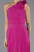 Robe de Soirée Longue Mousseline Fushia ABU6593