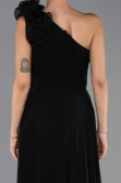 Robe de Soirée Longue Mousseline Noir ABU6593