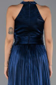 Robe de Soirée Longue Mousseline Bleu Marine ABU6594
