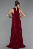 Robe de Soirée Longue Mousseline Rouge Bordeaux ABU6436