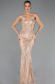 Robe de Soirée Longue Perlé Or ABU6433