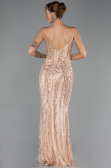 Robe de Soirée Longue Perlé Or ABU6433