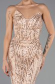 Robe de Soirée Longue Perlé Or ABU6433