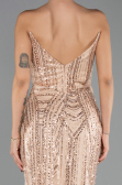 Robe de Soirée Longue Perlé Or ABU6433
