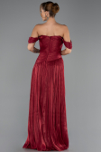 Robe de Soirée Longue Mousseline Rouge Bordeaux ABU6602