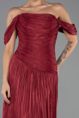 Robe de Soirée Longue Mousseline Rouge Bordeaux ABU6602
