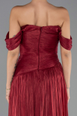 Robe de Soirée Longue Mousseline Rouge Bordeaux ABU6602