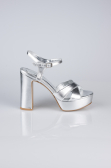 Chaussure Talon Plateforme Peau Argent ABC2104