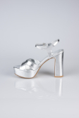 Chaussure Talon Plateforme Peau Argent ABC2104