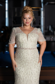 Robe Grande Taille Longue Perlé Menthe ABU6583