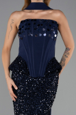 Robe Queue de Poisson Longue Bleu Marine ABU6620