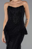 Robe Queue de Poisson Longue Dantelle Noir ABU6621