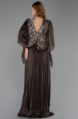 Robe De Soirée Grande Taille Longue Mousseline Brun ABU6619