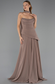 Robe de Soirée Longue Mousseline Cappuccino ABU5763