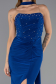 Robe de Soirée Longue Bleu Saxe ABU5564
