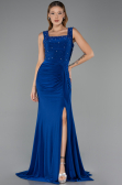 Robe de Soirée Longue Bleu Saxe ABU6552