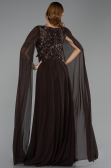 Robe de Soirée Longue Mousseline Brun ABU6566