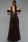 Robe de Soirée Longue Mousseline Brun ABU6612