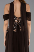 Robe de Soirée Longue Mousseline Brun ABU6612