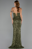 Robe de Soirée Longue Squameuse Kaki ABU6613