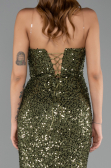 Robe de Soirée Longue Squameuse Kaki ABU6613