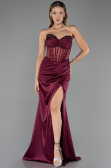 Robe de Soirée Longue Satin Couleur Cerise ABU6616