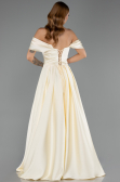 Robe de Soirée Longue Satin Jaune ABU6617