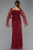 Robe de Soirée Longue Perlé Rouge Bordeaux ABU5066