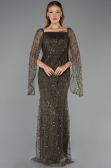 Robe de Soirée Longue Perlé Kaki ABU5066