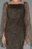 Robe de Soirée Longue Perlé Kaki ABU5066