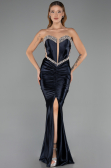 Robe de Soirée Longue Bleu Marine ABU6606