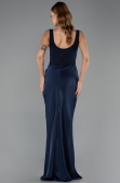 Robe de Soirée Longue Satin Bleu Marine ABU5990