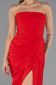 Robe de Soirée Longue Mousseline Rouge ABU6589