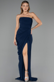 Robe de Soirée Longue Mousseline Bleu Marine ABU6589