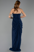 Robe de Soirée Longue Mousseline Bleu Marine ABU6589