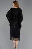 Robe De Invitation Grande Taille Midi Perlé Noir ABK2693