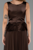Robe de Soirée Longue Mousseline Brun ABU6568