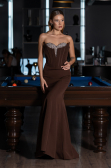 Robe Queue de Poisson Longue Brun ABU6526