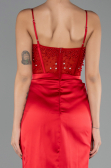 Robe de Soirée Longue Satin Rouge ABU3312