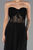 Robe de Soirée Grande Taille Longue Mousseline Noir ABU6383