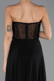 Robe de Soirée Grande Taille Longue Mousseline Noir ABU6383