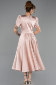 Robe De Soirée Midi Satin Poudre ABK2699
